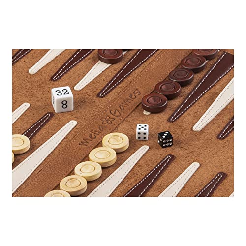 Melia Games Backgammon de Viaje - Backgammon Hecho de Cuero - Fichas de Madera (Whiskey)