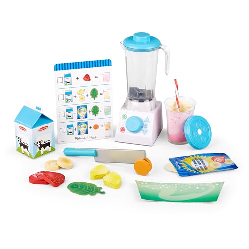 Melissa & Doug Juego de batidora para smoothie,Comida de juguete de madera para niños, Juguetes De Imitación, 3+, Regalo Para Niño O Niña