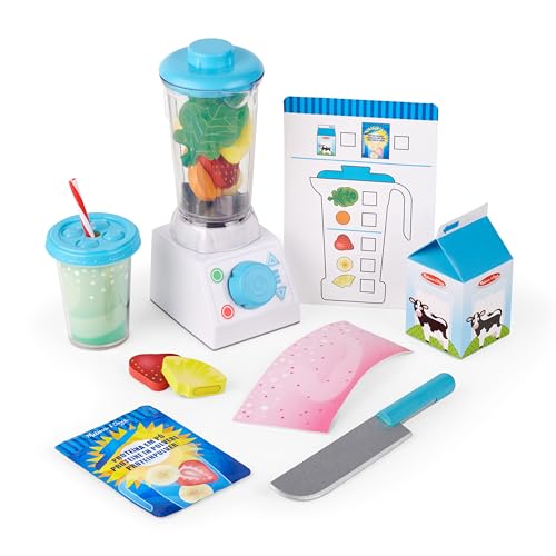 Melissa & Doug Juego de batidora para smoothie,Comida de juguete de madera para niños, Juguetes De Imitación, 3+, Regalo Para Niño O Niña