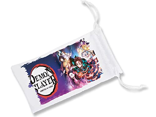 MERCHANDMANIA Pack 2 Fundas Bolsa Multiusos kimetsu no Yaiba Demon Slayers Guardianes Gafas Dados rol Personalizada Color.