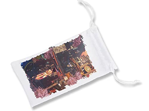 MERCHANDMANIA Pack con 3 Fundas Bolsa Multiusos Chica Anime Templo sintoismo Japon Gafas Dados rol Personalizada Color.