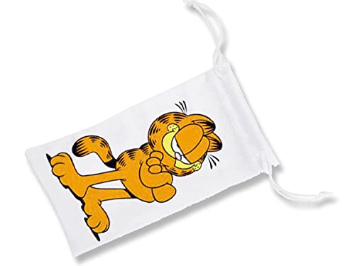 MERCHANDMANIA Pack con 3 Fundas Bolsa Multiusos el Gato Garfield The Cat Serie Retro Antigua Gafas Dados rol Personalizada Color.