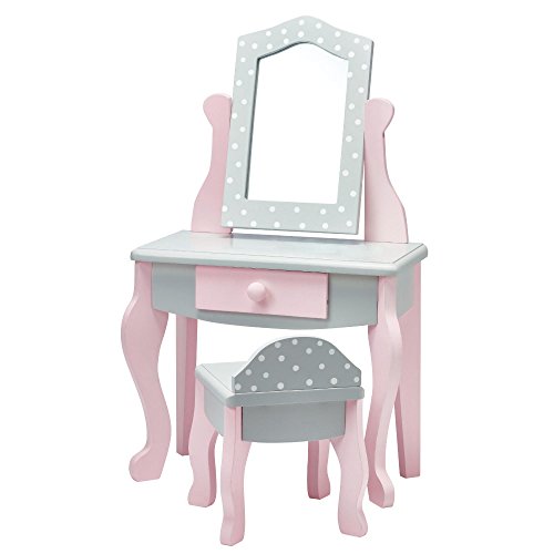 Mesa de tocador y banqueta para muñeca de 457 cm de Olivias World TD-0207AG