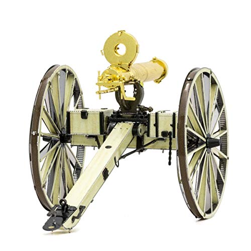 Metal Earth Puzzle 3D Ametralladora Gatling. Rompecabezas De Metal De Lejano Oeste Maquetas Para Construir Para Adultos Nivel Desafiante De 11.5 X 6 X 7 Cm