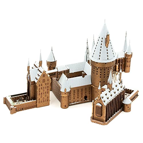 Metal Earth Puzzle 3D Castillo Hogwarts Nevado. Rompecabezas De Metal De Harry Potter. Maquetas Para Construir Para Adultos Nivel Experto De 16.89 X 12.9 X 11.43 Cm