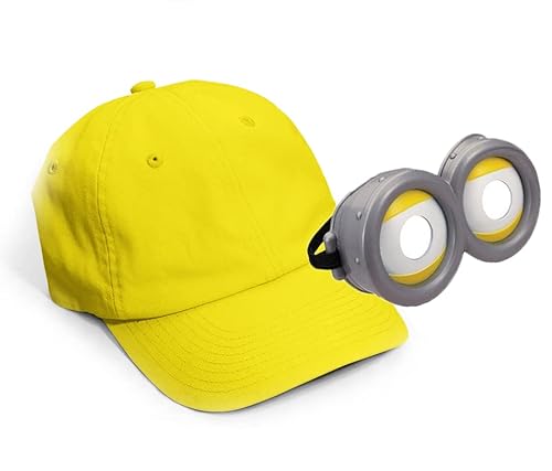 MFAZ Morefaz Ltd Gafas de Minion para disfraz de Mi villano favorito con gafas para adultos, gorro amarillo