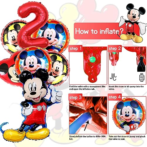 Micky Mouse Decoracion Cumpleaños 2 Año, 39 Piezas SABAN Fiesta Deco Globos Minni Mouse Set, Decoracion Micke Mouse Cumpleaños 2 Niño y Niña, Globos Cumpleaños 2 Años, Festa de Aniversário Infantil