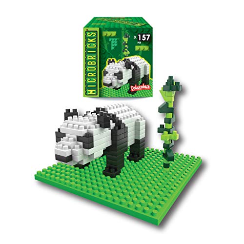 Microbricks - Panda de Deluxebase. Puzzle de los Osos con Mini Bloques. Temática Animal. Rompecabezas 3D fácil de Usar para niños y niñas