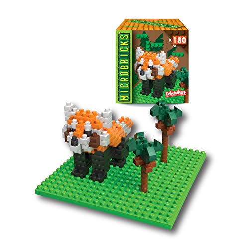 Microbricks - Panda Rojo de Deluxebase. Puzzle de los Osos con Mini Bloques. Temática Animal. Rompecabezas 3D fácil de Usar para niños y niñas