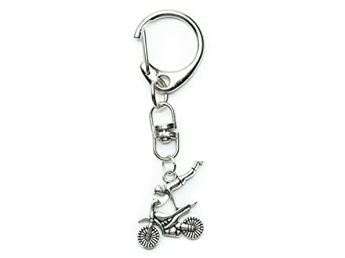 Miniblings Stunt Enduro Llavero Motocicleta Crossmaschine slb aufstehn - Handmade Modeschmuck I Anhänger Schlüsselring Schlüsselring Keyring Keyring, plata, 28mm