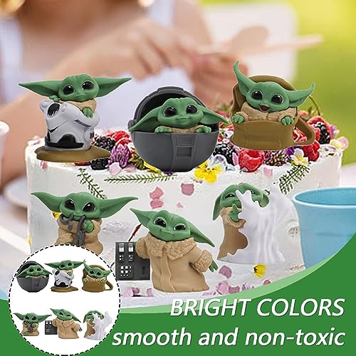 Miotlsy Baby grogu Figuras 6pcs PVC Cake Toppers Decoración Star figuras Juguete Muñeca Figura de Acción, Ldeal para Adornos de Pasteles, Decoraciones de Juguetes y Figuritas