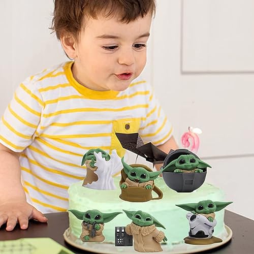 Miotlsy Baby grogu Figuras 6pcs PVC Cake Toppers Decoración Star figuras Juguete Muñeca Figura de Acción, Ldeal para Adornos de Pasteles, Decoraciones de Juguetes y Figuritas