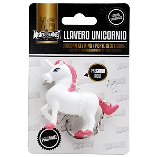 Mister Gadget-CMMG3117 Llavero Unicornio C/LUZ-Sonido, Color Blanc-Rose, Estandar (CMP IBERICA MG3117)