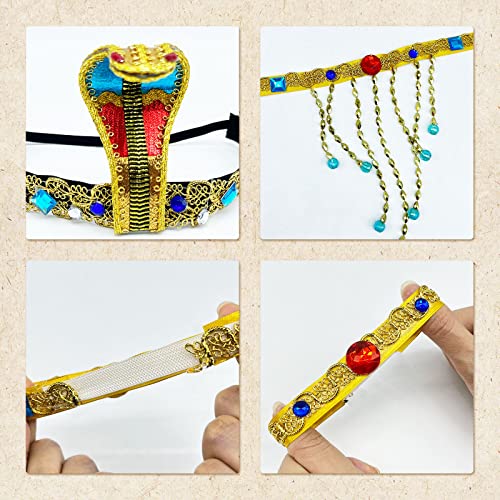 MIVAIUN 3 piezas Accesorios de Disfraz de Egipcio, Tocado de Egipcio, Collar de Borlas con Cuentas, Reina del Nilo, Cleopatra, Egipcia Accesorios de Disfraces Mujeres Niñas (3 piezas)