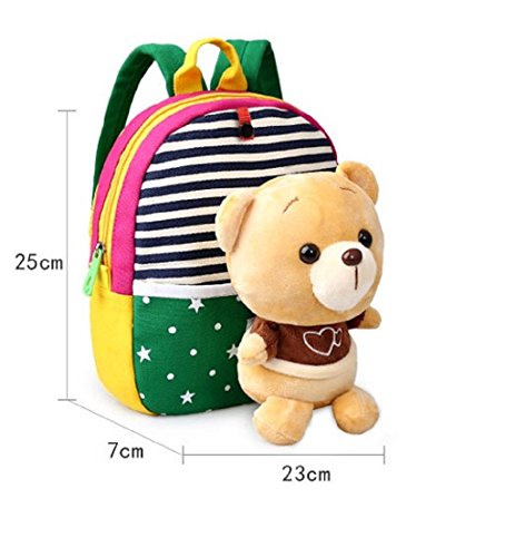 Miya Mini 3D Guardería Infantil Bebé Niño Caricatura Lona Mochila Hombro Oso. Al Aire Libre schoolbags Color Verde