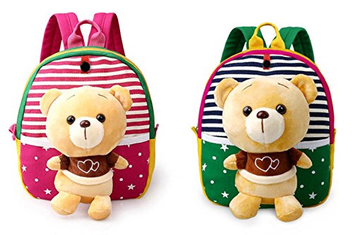 Miya Mini 3D Guardería Infantil Bebé Niño Caricatura Lona Mochila Hombro Oso. Al Aire Libre schoolbags Color Verde