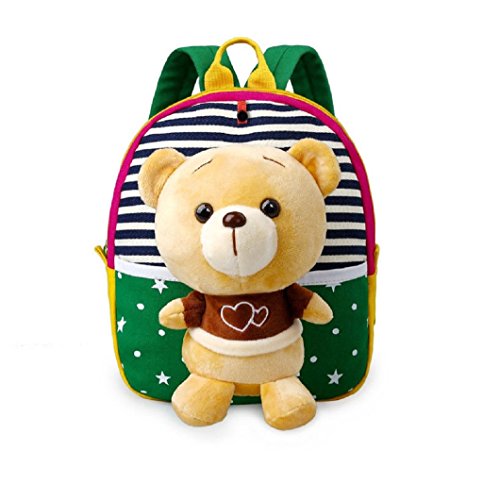 Miya Mini 3D Guardería Infantil Bebé Niño Caricatura Lona Mochila Hombro Oso. Al Aire Libre schoolbags Color Verde