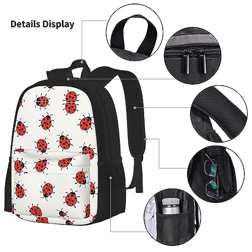 Mochila de bolsillo cruzada, bolsa de almuerzo y bolígrafo, resistente, duradera, moderna y ligera, patrón de mariquitas infinitas impresiones moteadas, Black, Talla única