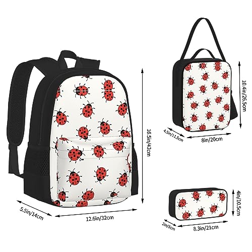 Mochila de bolsillo cruzada, bolsa de almuerzo y bolígrafo, resistente, duradera, moderna y ligera, patrón de mariquitas infinito moteado, Black, Talla única