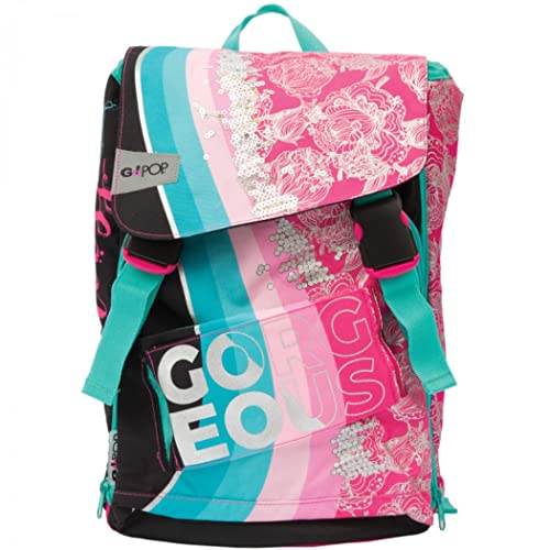 Mochila escolar GOPOP PRINCESS Princesa Juegos Preciosos 5 pop-up cierre disparador + estuche cremallera 3 pisos + diario 2022/2023 + regalo 7 bolígrafos