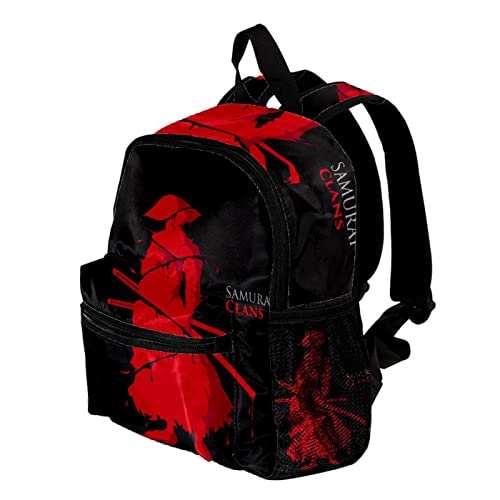 Mochila escolar ligera roja de los clanes samuráis japoneses Warrior Splash para niños y niñas