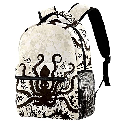 Mochilas de viaje de Leisure Campus, Octopus Kraken Ocean Animal Bolsas con soporte para botellas para niñas y niños