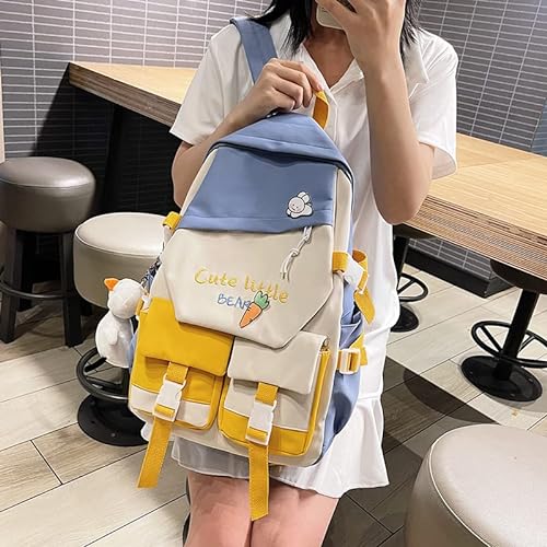 Mochilas Escolares Niñas de Escuela Primaria 3ro a 6to Grado Mochila de Doble Bolsillo para Niñas Estudiantes de Escuela Secundaria Japonesa Mochila de Estudiantes de Secundaria, Azul