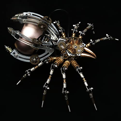 Modelo Soporte araña mecánico Metal 3D, con Altavoz Audio, 512 Piezas DIY Mechanical Spider Opus Puzzles Kits ensamblaje, Estilo Steampunk