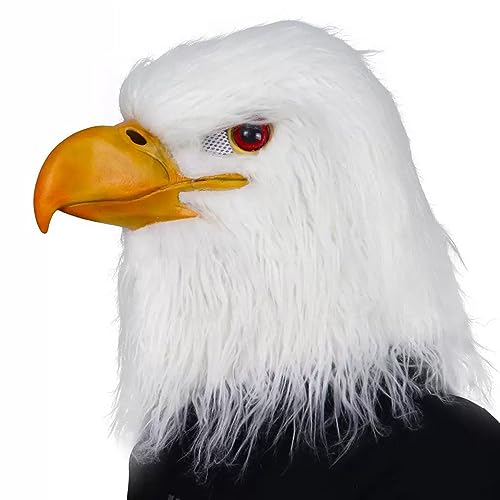 molezu Máscara de águila blanca, máscara de águila con boca abierta, máscara de látex Novelty Hawk, máscara para pájaros, cosplay de fiesta para adultos