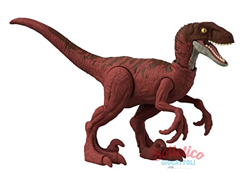 Mondo Jurassic Dominion - Dinosaurio animal feroz Velociraptor - Dinosaurio juguete articulado de 18 cm - Dinosaurios para niños de batalla HDX31 pack bestial - Multicolor