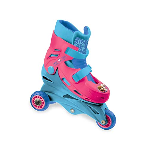 Mondo Toys – Disney Frozen – 3 en línea Skates – Patines de Doble función Ajustables – Ruedas de PVC – Roller niño/niña – Talla S/M 29/32 – 28299