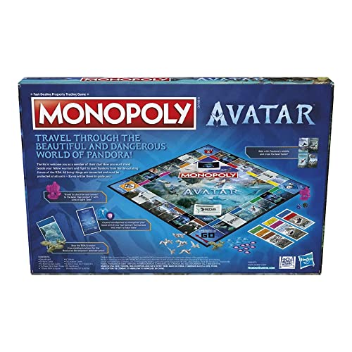 Monopoly Avatar Edition - Juego de mesa para 2 a 6 jugadores, juego familiar para edades de 8 años en adelante. Defende Pandora contra la RDA!