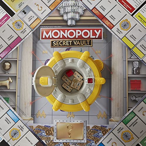 MONOPOLY Secret Vault - Juego de mesa para niños de 8 años en adelante, juego de mesa familiar para 2 a 6 jugadores, incluye bóveda