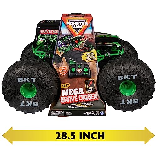 Monster Jam, camión Monstruo Todoterreno Mega Grave Digger Oficial por Control Remoto, más de 60 cm de Altura, Escala 1:6, Juguetes para niños y niñas a Partir de 4 años