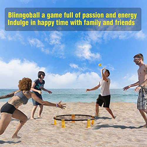 Mookis Blinngoball Juego de Pelota con Red Elástica Patentada, 2 Bolas, Bolsa de Transporte, Bomba de Mano, Juegos al Aire Libre para Adultos, Familia-Césped, Patio Trasero, Playa