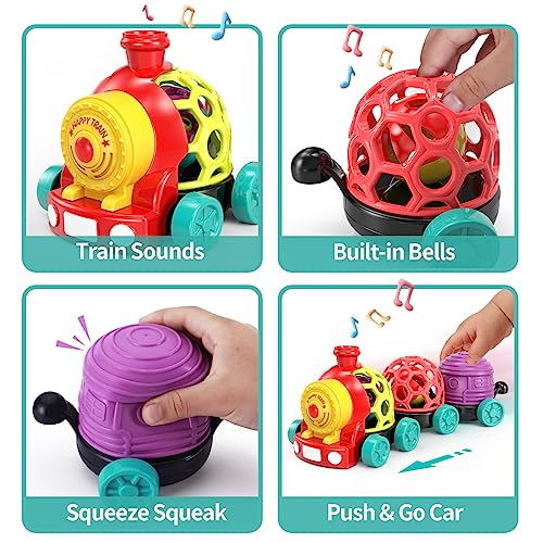 MOONTOY Juguetes Bebes 6-12 Meses Coche Bebe Tren Juguete Sonajero Bebe Juguetes Niños 1 Año Educativos Juego Regalo Bebe 7 8 9 10 18 Meses Niño Niña