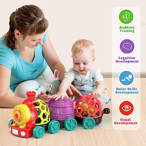 MOONTOY Juguetes Bebes 6-12 Meses Coche Bebe Tren Juguete Sonajero Bebe Juguetes Niños 1 Año Educativos Juego Regalo Bebe 7 8 9 10 18 Meses Niño Niña