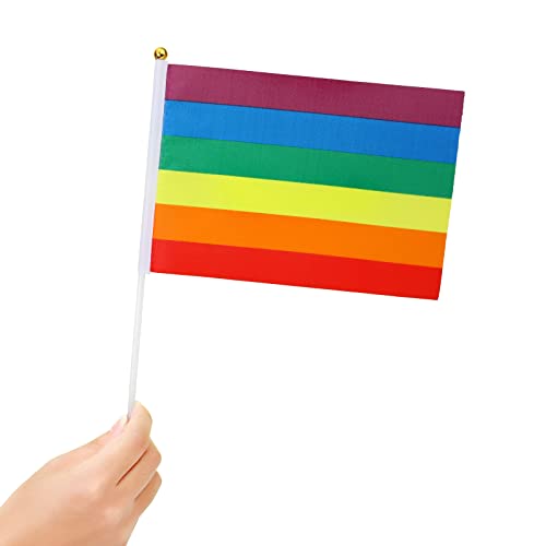 MOOOT 60 Piezas Banderas Orgullo Gay LGBT, Pequeña Banderas del Arco Iris, Banderas Mano para Decoraciones Mes Orgullo, Banderas de Decoración Día Orgullo, Accesorios para Orgullo LGBTQ