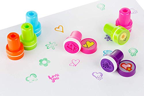 Moore: PREMIUM 26 piezas Auto entintado Flor Estampadores de plástico, sellos de tinta de naturaleza brillante multi color, artesanía de bricolaje para niños, regalos de fiesta, sellos de maestros