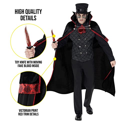 Morph Costumes Disfraz Jack El Destripador Adulto, Disfraz Dracula Adulto, Disfraz Vampiro Hombre, Disfraz Asesino Adulto, Disfraz Victoriano Hombre, Disfraz Hallowen Hombre Talla L