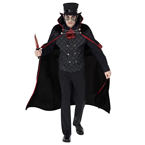 Morph Costumes Disfraz Jack El Destripador Adulto, Disfraz Dracula Adulto, Disfraz Vampiro Hombre, Disfraz Asesino Adulto, Disfraz Victoriano Hombre, Disfraz Hallowen Hombre Talla L