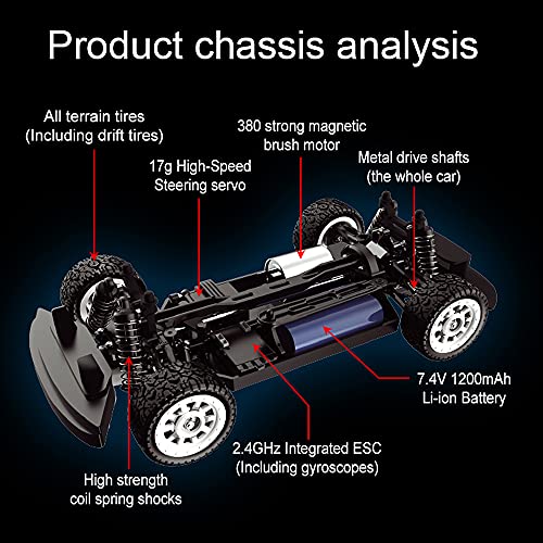 Mostop Coche de Deriva de Control Remoto 1/16 20 mph de Alta Velocidad RC Drifting Car para Adultos