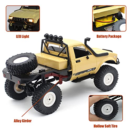 Mostop Rastreador de coche a control remoto escala 1/16 todoterreno RC Car Crawler para niños, acelerador y control de velocidad a escala completa, juguete remoto para niños