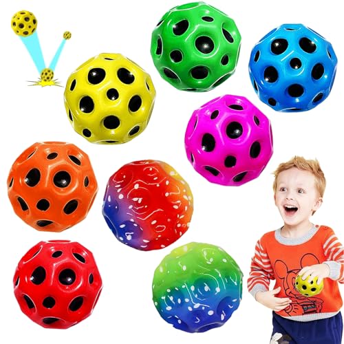 MQVXT Astro Jump Ball,8 Piezas Moon Ball,Space Ball,7 cm Bouncing Ball Toy,Fácil de Agarrary Atrapasueños,para Juegos de Fiesta,Entrenamiento Deportivo,Colored Elastic Ball for Kids Gift