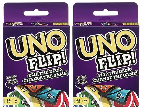 MUESO Juego de cartas Uno Flip Side (paquete de 2) UNO Flip! Juego de cartas para niños, adultos y noche familiar con tarjetas de doble cara, cada juego de 112 cartas