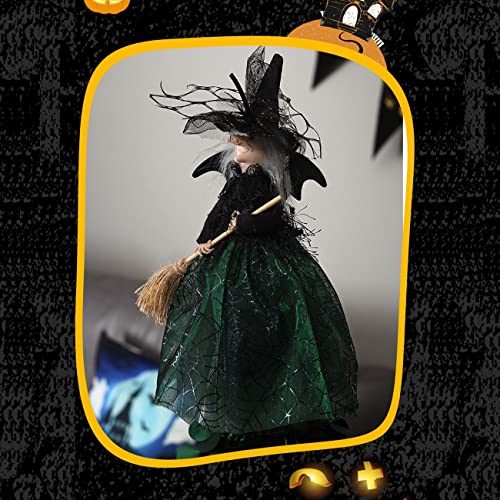 Muñeca bruja Halloween, muñecas brujas encantadoras, hermosa figura bruja, bruja hadas oscura escoba mágica, juguete bruja encantador coleccionables muñeca decoraciones Halloween ( Color : Negro )