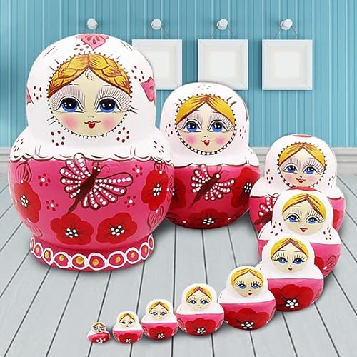 Muñecas Rusas Muñecas Matrioska 10 Piezas De Muñecas Matryoshka, Juguetes De Muñecas Rusas Anidadas, Juguete Hecho A Mano De Madera, Muñeca Rusa, Juguete Artesanal Matrioskas Rusas Muñecas Matryoshka