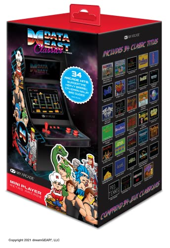 MY ARCADE Mini Jugador Data East Classics - Gabinete de máquina de Mini Arcade de 10 Pulgadas - 35 Juegos Retro incluidos - Heavy Barrel, Caveman Ninja y más - Coleccionable con Licencia