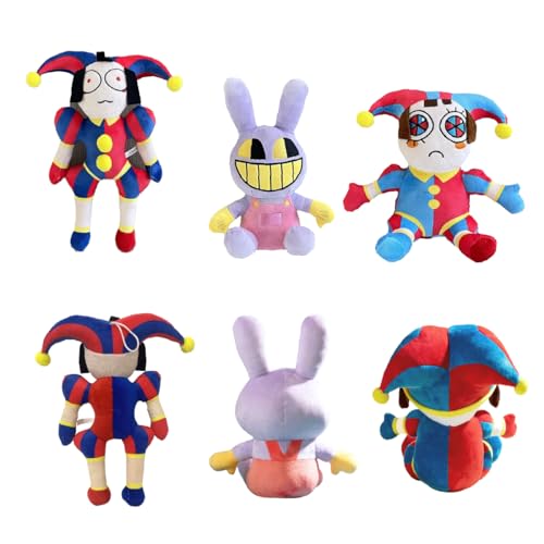 NAGGIS The Amazing Digital Circus Plush, Lindos periféricos de Juego de cómic Pomni el Payaso y Jax el Conejo, Juegos de cómic Alrededor de la Felpa (6 muñecas-A)