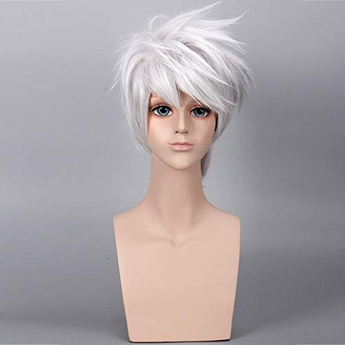 NARUTO Cosplay pelucas Hatake Kakashi plata blanco pelo corto cabeza disfraz Halloween fiesta escenario jugar Cosplay   solo peluca